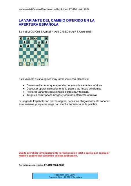 EDAMI - Gambito de Dama Variante Del Cambio, PDF, Aperturas de ajedrez