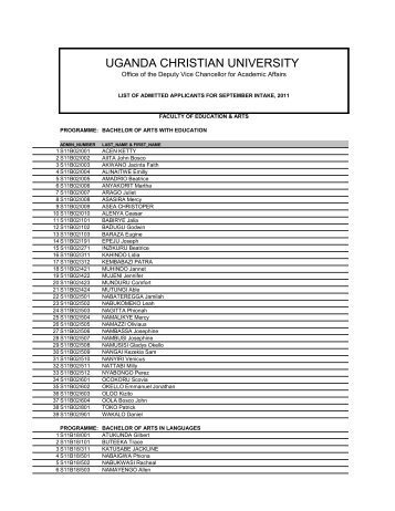 Faculty of Education and Arts - Uganda Christian University