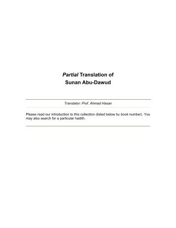 Sunan Abu-Dawud, Partial translation, translator - Teachislam.com