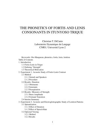 the phonetics of fortis and lenis consonants in itunyoso trique