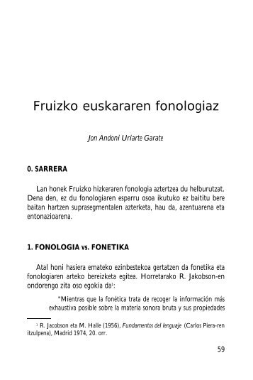 Fruizko euskararen fonologiaz - Mendebalde