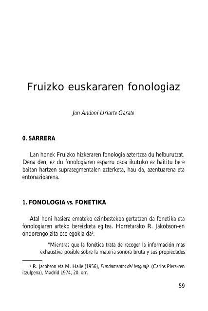 Fruizko euskararen fonologiaz - Mendebalde