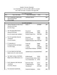 List of Gold medal - Osmania University