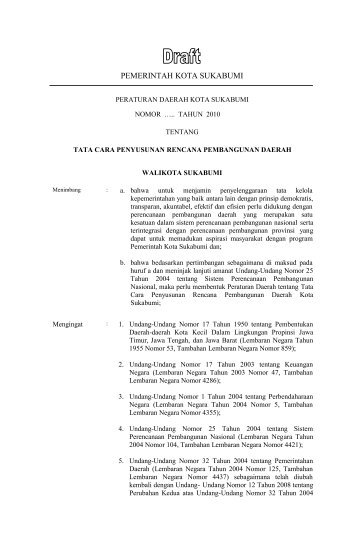 RAPERDA Sisrenbangda Kota Sukabumi - Pemerintah Kota ...