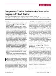 Preoperative Cardiac Evaluation for Noncardiac Surgery: A Critical ...