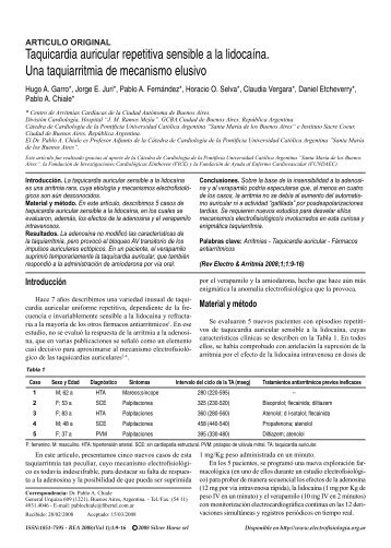 Taquicardia auricular repetitiva sensible a la lidocaína ... - IntraMed