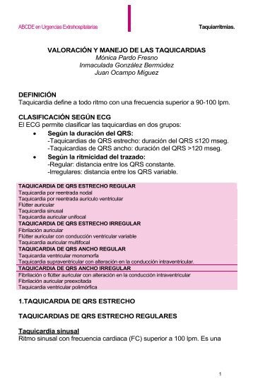 3.1. Valoración y manejo de las taquicardias - ABCDE en Urgencias ...