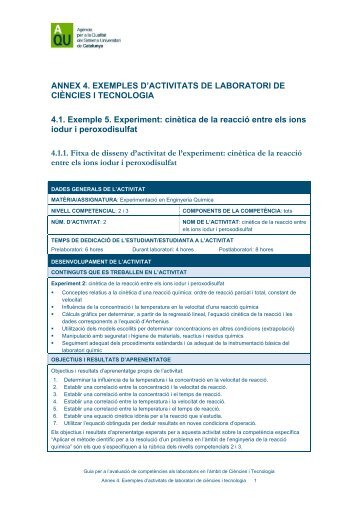 Annex 4. Exemples d'activitats de laboratori de ciències i tecnologia