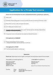 Application for a Private Taxi Licence - Department of Transport