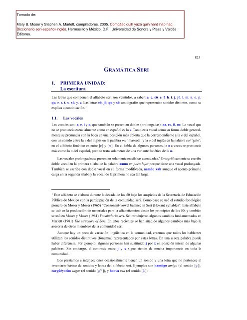 GRAMÁTICA SERI 1. PRIMERA UNIDAD: La escritura - Lengamer.org