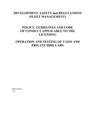Taxi specification - South Ayrshire Council