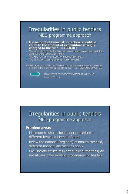 Irregularity in public procurement, Tarja Richards ... - Interact
