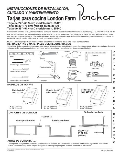 Tarjas para cocina London Farm - Porcher