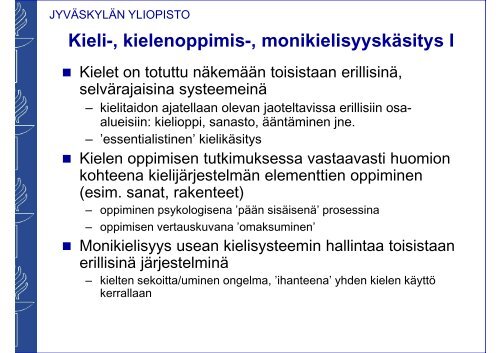 Kieliparlamentti 23032010 alustuspuheenvuoro Tarja Nikula SOLKI JY