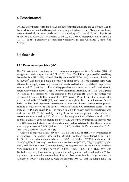 Mesoporous silica- and silicon-based materials ... - Helda - Helsinki.fi