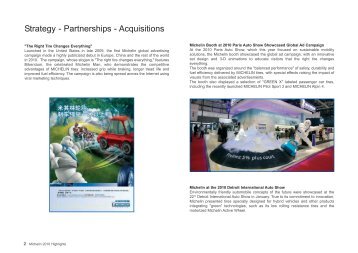 Strategy – Partnerships – Acquisitions - Michelin