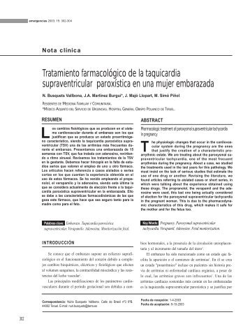 Tratamiento farmacológico de la taquicardia supraventricular - Semes