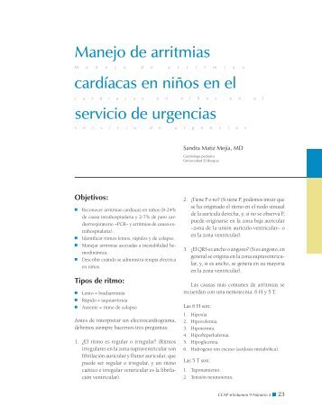 Manejo de arritmias servicio de urgencias cardíacas en niños en el