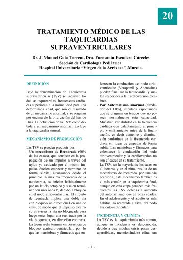 20. Tratamiento médico de las taquicardias supraventriculares