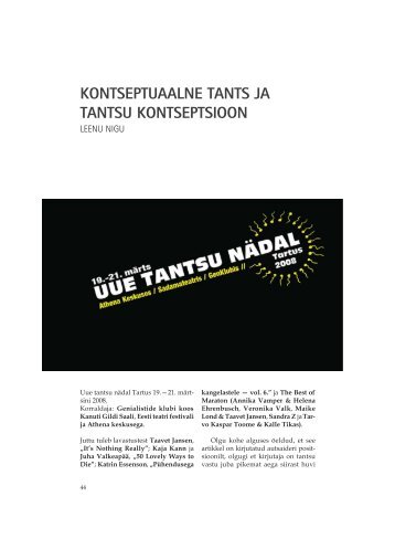 kontseptuaalne tants ja tantsu kontseptsioon - Teater.Muusika.Kino