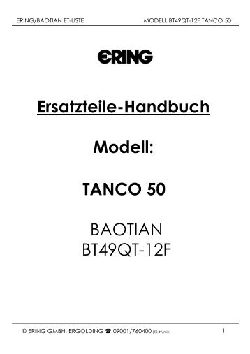 Ersatzteile-Handbuch Modell: TANCO 50 BAOTIAN BT49QT-12F