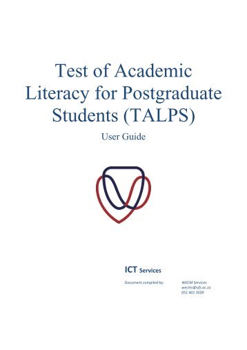 Test of Academic Literacy for Postgraduate Students (TALPS)