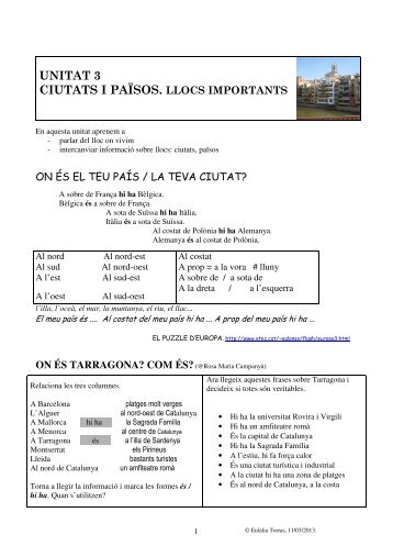 UNITAT 3 CIUTATS I PAÏSOS. LLOCS IMPORTANTS - Blogs UAB