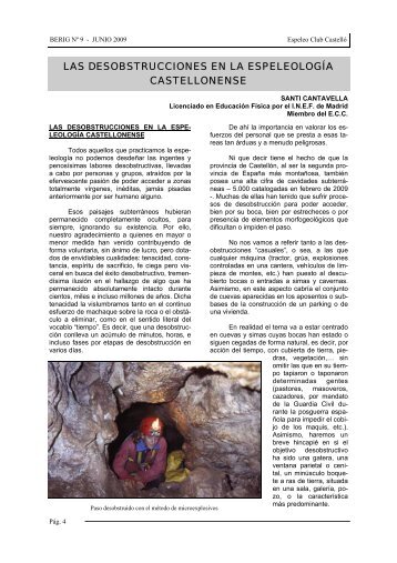 las desobstrucciones en la espeleología castellonense - Cuevas de ...