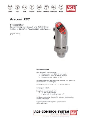 Bedienungsanleitung Precont PSC - acs-controlsystem.de