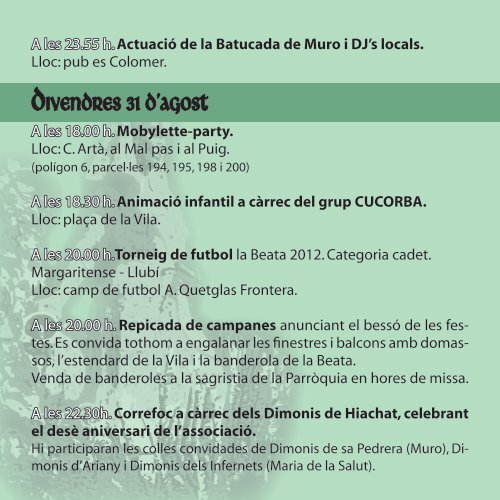 Programa festes de la Beata 2012 - Ajuntament de Santa Margalida