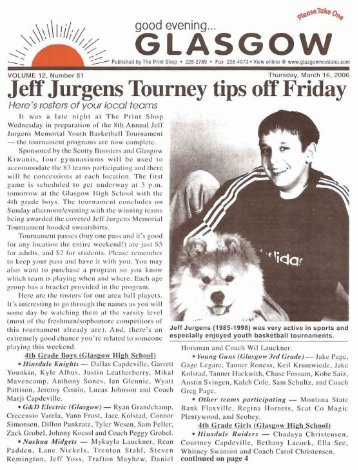 Jeff Jurgens Tourney tips off Friday - Glasgow Montana