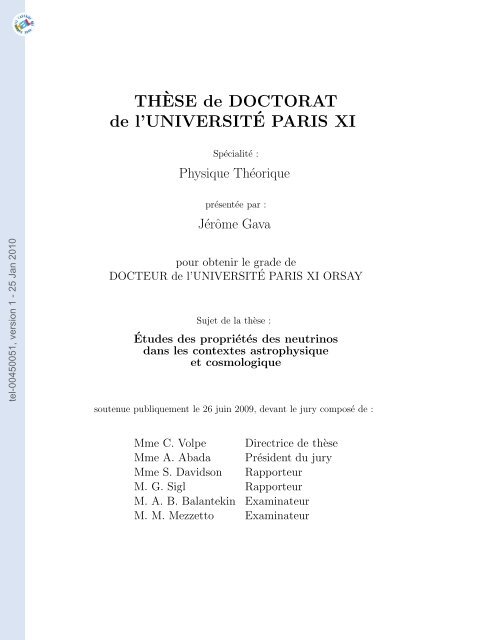 Etudes des proprietes des neutrinos dans les contextes ...