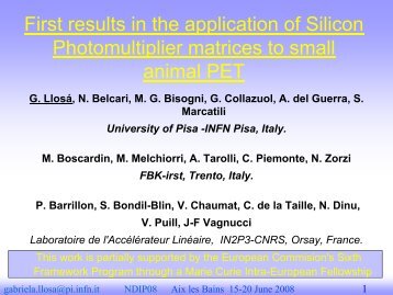 First results in the application of Silicon Photomultiplier matrices to ...