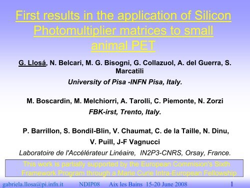 First results in the application of Silicon Photomultiplier matrices to ...