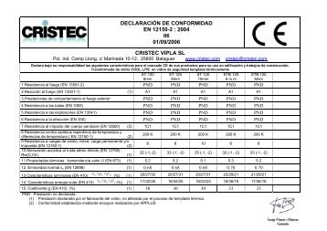 declaración de conformidad en 12150-2 : 2004 06 01/09 ... - Cristec