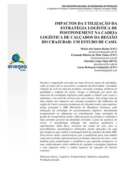 impactos da utilização da estratégia logística de ... - Abepro