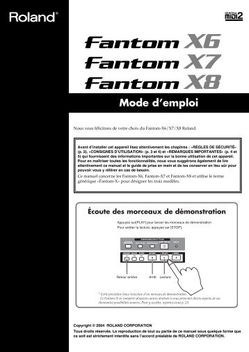 FANTOM-X6 Mode d'emploi - Roland Central Europe