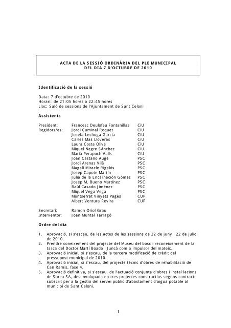 Acta - Ajuntament de Sant Celoni