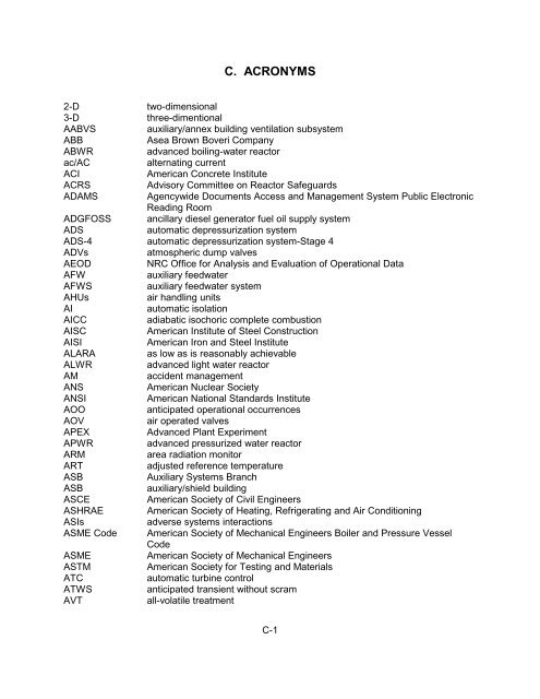 Appendix C - Acronyms - NRC