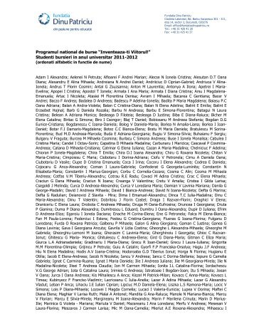Lista bursierilor studenti 2011-2012.pdf - Fundatia Dinu Patriciu