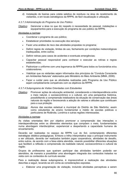 Plano de Manejo - Instituto Ambiental do Paraná