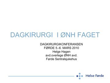 Dagkirurgi i ØNH faget - Helse Førde