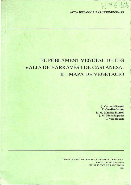 EL POBLAMENT VEGETAL DE LES VALLS DE BARRAVÉS l DE ...