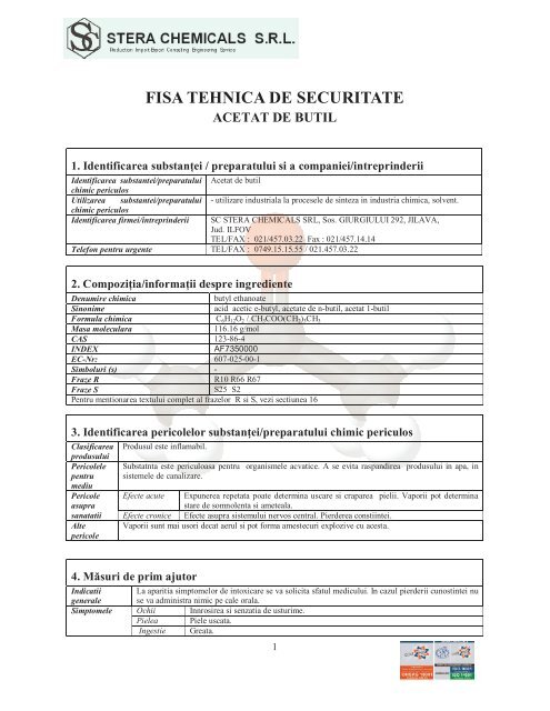 MSDS ACETAT DE BUTIL.pdf - Stera Chemicals