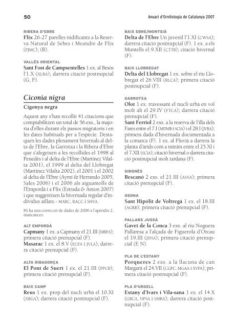 027-280 Anuari 01 ICO llista - Institut Català d'Ornitologia