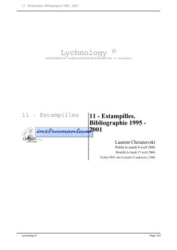 11 - Estampilles. Bibliographie 1995 - 2001 - LYCHNOLOGY.org