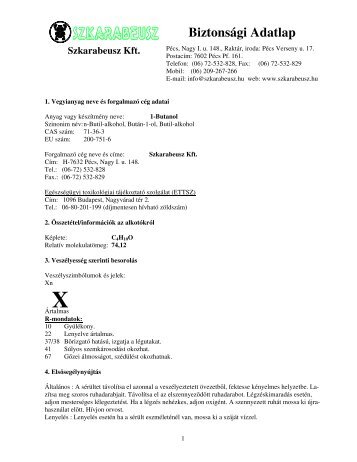 Biztonsági Adatlap Szkarabeusz Kft.