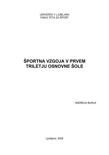 Športna vzgoja v prvem triletju osnovne šole - Fakulteta za šport ...