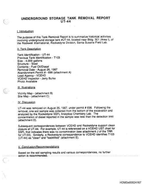 underground storage tank removal report ut-44 - Dtsc-ssfl.com