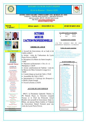 Bulletin du 28 septembre 2012 - Rotary Club de Saint-Joseph